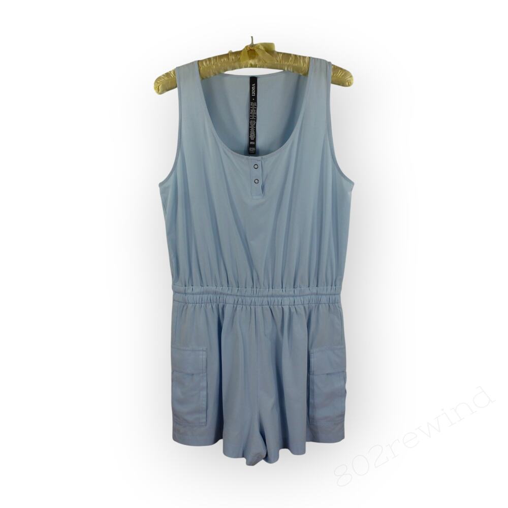 Medium Vuori Villa Utility Romper Light Mist Blue Sleeveless Tank Pockets - Picture 12 of 14